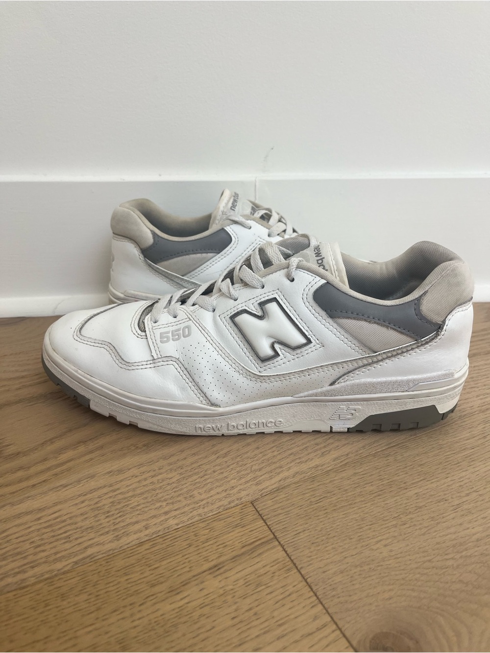New Balance White and Gray 550 Retro Trainer
